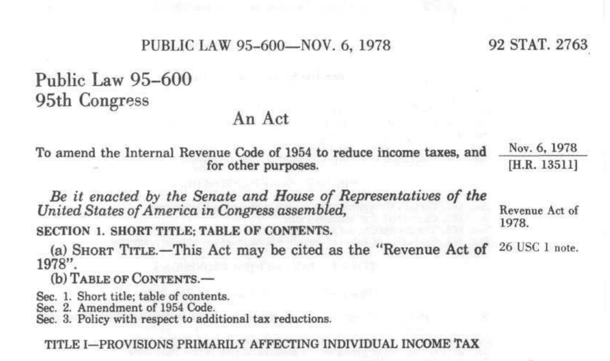 Retirement Plans | Revenue Act of 1978
